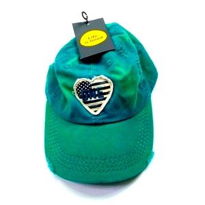 NEW Life Is Good Green Flag Baseball Cap Adjustable